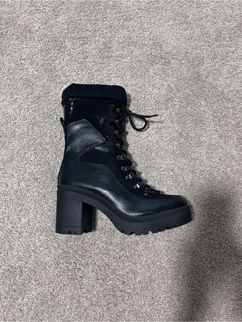 New Women's Black Lace-Up Chunky Heel Combat Boot Size 10